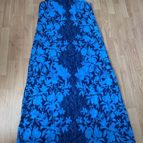 EUC Lilly Pulitzer Blue Donita Floral Halter  Maxi Dress Size 14 - Picture 8 of 8